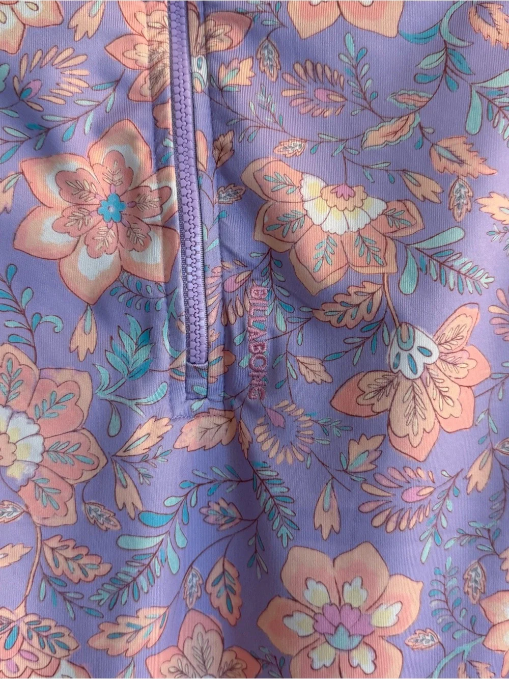Billabong Lavender and Peach Floral Long-Sleeve Kids Rashguard